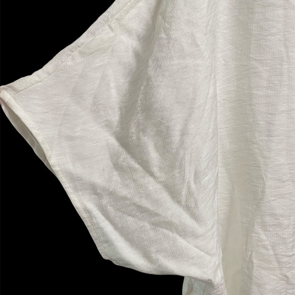 NWOT EMERY ROSE V-Neck Button Summer Blouse White 2X Layered Wrap Asymmetrical - Picture 7 of 9